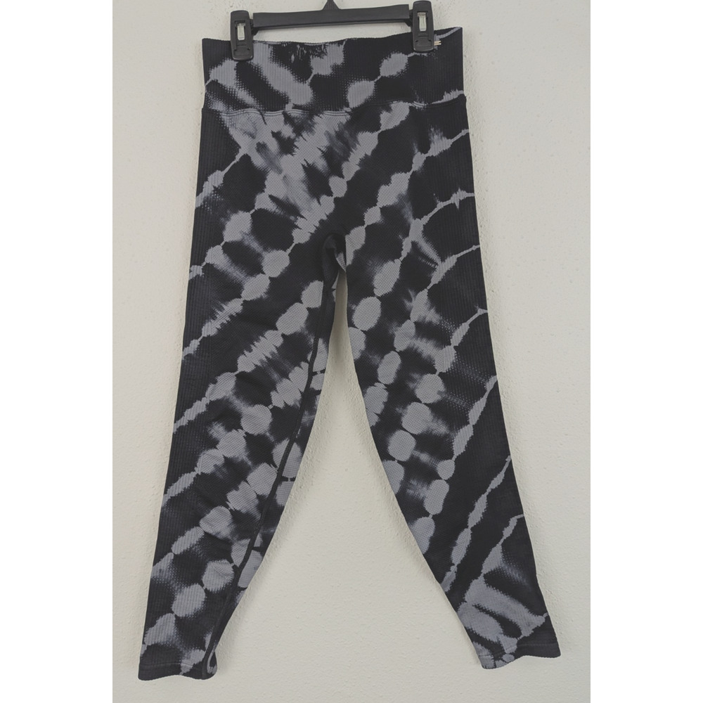 Victoria's Secret Pink Active sz M Seamless Leggings tie dye black & gray 0398